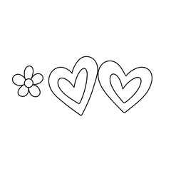 Valentine Line Art Clipart Bundle,  Cute Valentin Stamps PNG JPEG