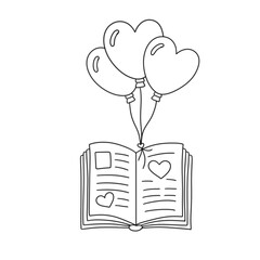 Valentine Line Art Clipart Bundle,  Cute Valentin Stamps PNG JPEG