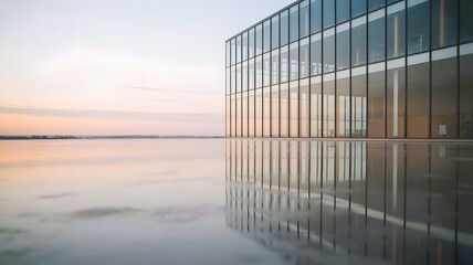 modern business corporate glass building with reflection and copy space background