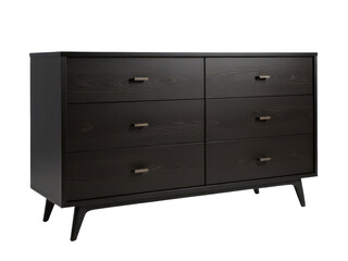 A classic black dresser with four drawers and two doors