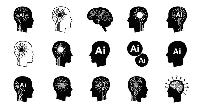 Illustrative representation of artificial intelligence concepts and brain technology interface
