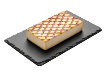 Grilled Tofu Block on Slate Serving Board