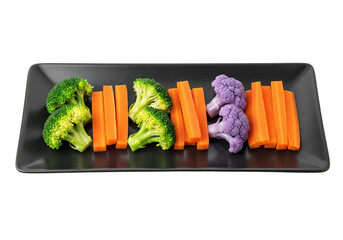 Assorted Vegetable Sticks on a Black Rectangular Plate