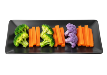 Assorted Vegetable Sticks on a Black Rectangular Plate