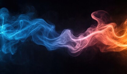 Colorful Swirling Smoke Patterns in Blue, Pink, and Orange on a Dark Background for Artistic and Creative Projects