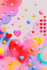 Valentine's Day Abstract Hearts Vector Illustration Shiny Stars Sparkles Romantic Love Greeting Card Poster Background Festive Celebration Graphic Template Download Stock Art Modern Design Glow Effect