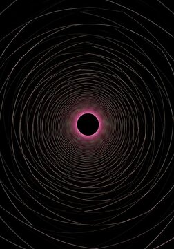 Abstract illustration showing repeating sonic waves multiplying and converging within a deep, dark tunnel, symbolizing isolation and reinforced thought patterns ,isolation ,echo ,design