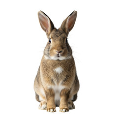 Obraz premium Brown rabbit sitting on white background isolated on transparent background
