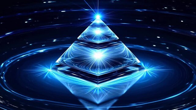 Blue glowing pyramid structure