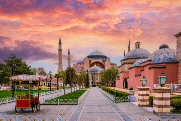 Obraz premium The Sultanahmet Square view in Istanbul. Sultanahmet is popular tourist attraction in the Turkey.