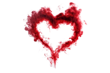 Valentine Love Heart in Red Smoke Isolated on Transparent Background