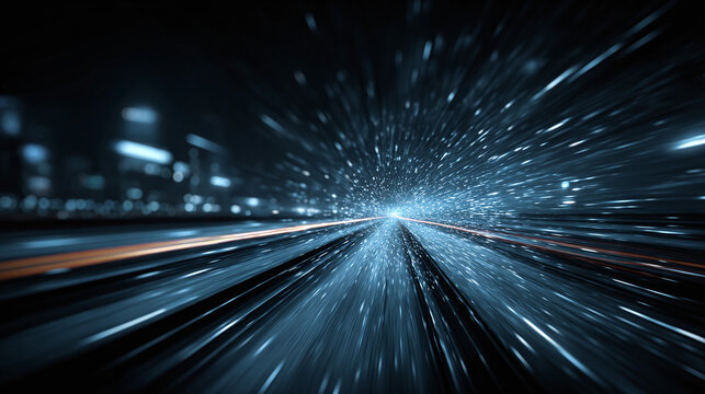 high speed data transfer internet technology concept futuristic digital background light trails moving fast tunnel cyber security communication network connection technology innovation - Powered by Adobe