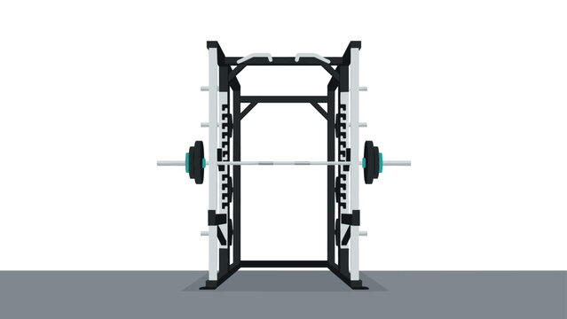 Front view of modern smith machine in minimalist gym design
