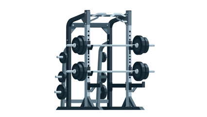 Fototapeta premium Gym power rack with barbell plates for weightlifting and strength training