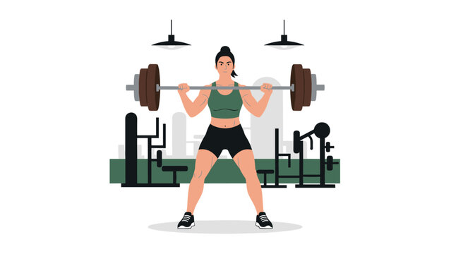 Female athlete lifting weights in a modern fitness gym setting
