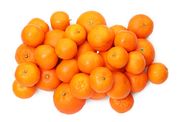 Fresh tangerines isolated on white, top view