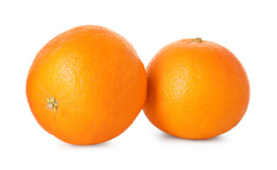Two whole ripe tangerines isolated on white