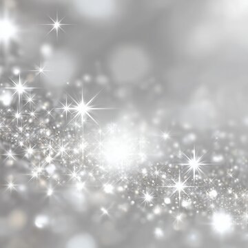 Abstract silver sparkle texture with bright glittering stars