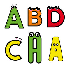 vector illustration of a alphabet, ALPHABET (A to D)