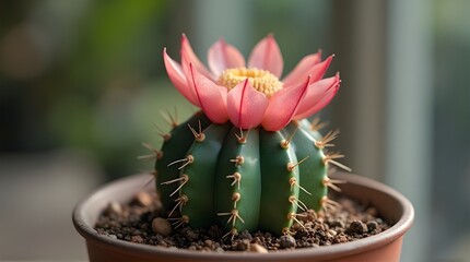close up cactus in a pot