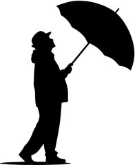 Black Silhouette of Person with Umbrella &ndash; Rainy Weather Scene