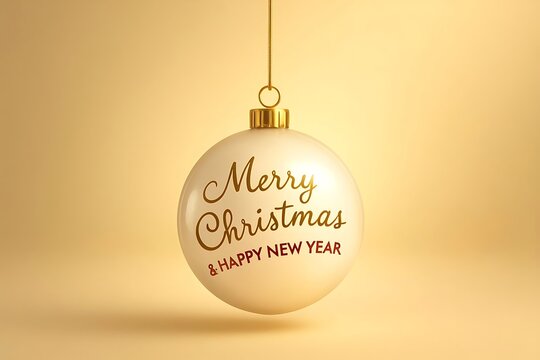 Single White Christmas Ornament With Elegant Gold Text