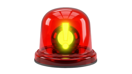 Red Siren Light with Yellow Exclamation Mark on Black Background