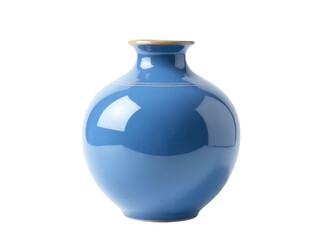 Fototapeta premium A blue vase sits on a clean white surface