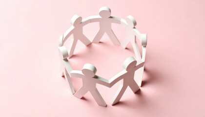 3D Hug Concept, Abstract Human Embrace, Emotional Support Model on Solid Background