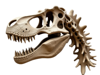 A close-up shot of a dinosaur's head, mouth open, suitable for prehistoric or science illustrations
