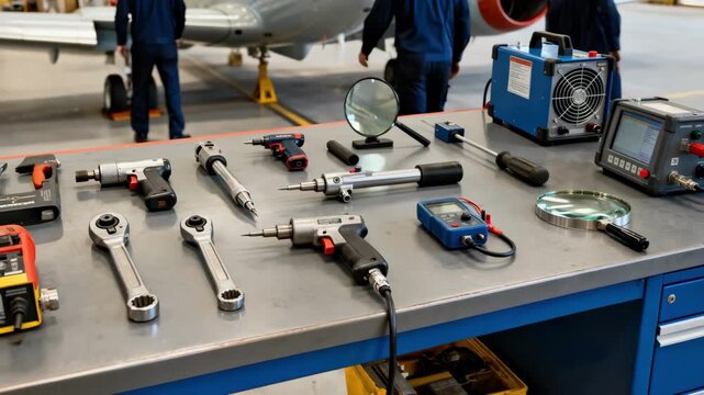 Medium shot featuring a variety of aircraft maintenance rentals with diverse tools suited for all seasonal and emergency repair needs.