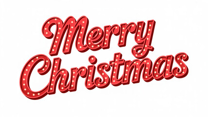 Red 3 D Text Sign with Polka Dots Saying Merry Christmas in Retro Style