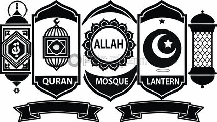 Islamic symbols and icons set