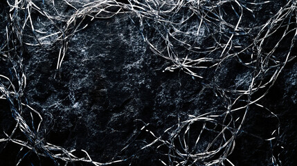 Frosted twigs glow with festive sparkles, Closeup of shimmering branches against night sky