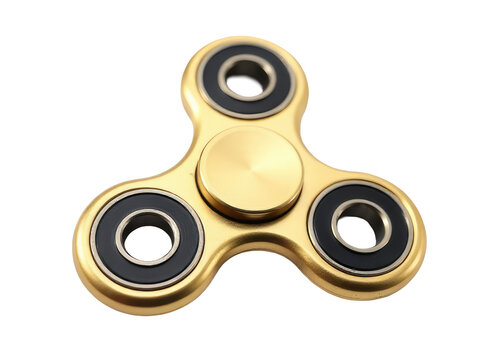 A golden fidget spinner paired with two black fidget spinners, perfect for those looking to add some color variety to their collection