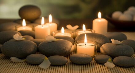 Zen Spa: Peaceful Candles, Stones, and Petals for Relaxation