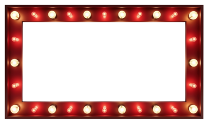 Empty rectangular lamp frame with light bulb isolated on transparent background