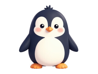 Fototapeta premium A small penguin standing on a white background