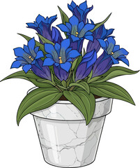 abyssal bloom a potted depth of blue for modern digital landscapes, vector isolated on transparent background