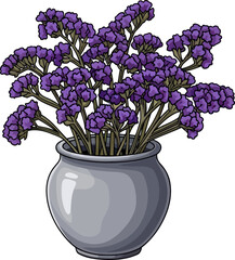 amethyst whispers a charming potted illustration, infusing spaces with poetic grace, vector isolated on transparent background