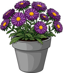 amethyst bloom pot cultivating joy and bright hues in every space, vector isolated on transparent background