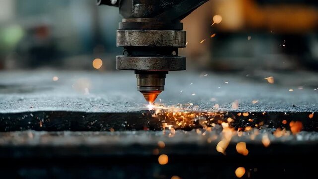 Medium shot of specialized machinery performing plasmasprayed aluminum coating illustrating durable wearresistant protection with sparks and metal textures in an industrial
