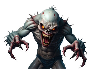 A terrifying creature with glowing red eyes and sharp claws, perfect for horror or fantasy scenes