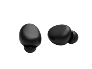 Two black earphones side by side, perfect for music lovers and tech enthusiasts