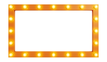 Empty rectangular lamp frame with light bulb isolated on transparent background