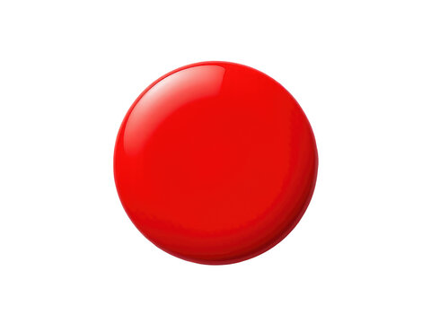 A bright red button against a plain white background, perfect for use in designs where attention is needed