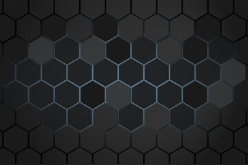 Abstract luxury background with dark mosaic honeycombs and shiny elements. Luxury dark background with hexagon elements. Elegant background with black honeycomb textures