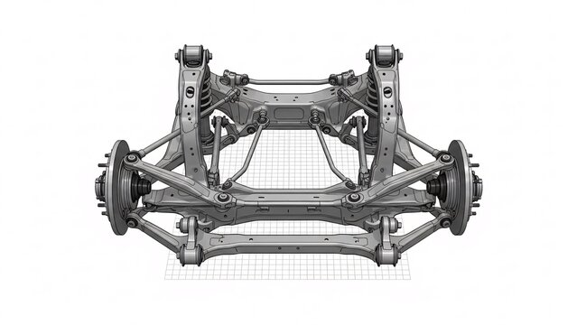 Car Front Suspension Subframe Chassis Automotive Engineering Concept