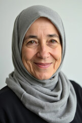 Senior muslim woman wearing hijab showing happiness and wisdom
