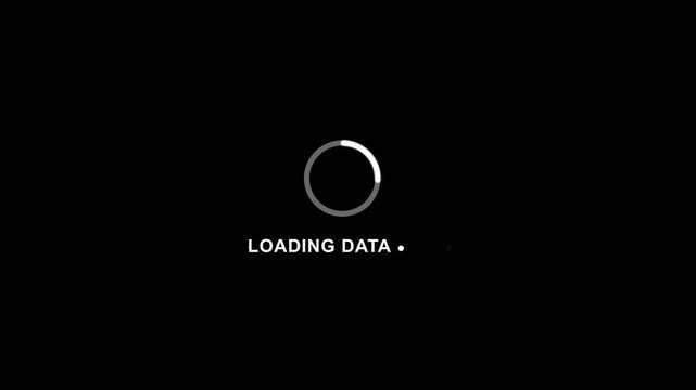 Loading animation with progress bar on black background data loading screen buffering waiting